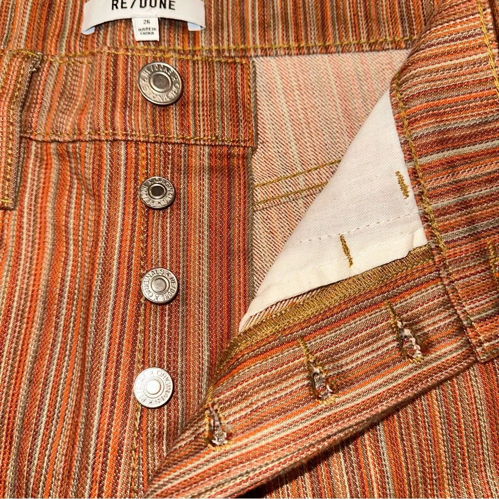 Re/done 70’s Bootcut High Rise Denim Stripe 26(27X32) Rust Tan Button‎ Fly Retro - Picture 4 of 7